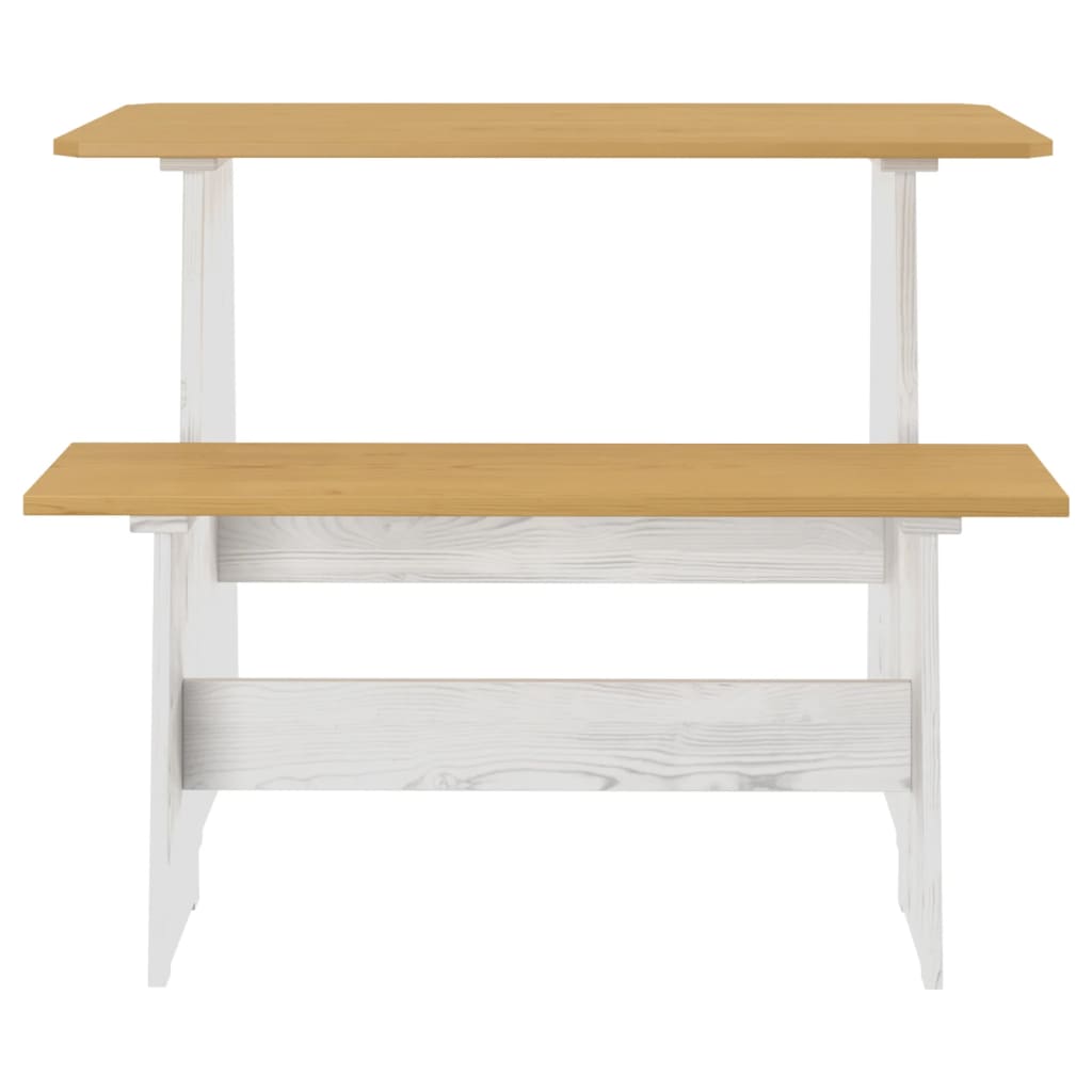 Eettafel Met Bankje Massief Grenenhout Honingbruin En Wit honey brown and white
