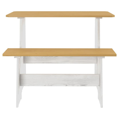 Eettafel Met Bankje Massief Grenenhout Honingbruin En Wit honey brown and white