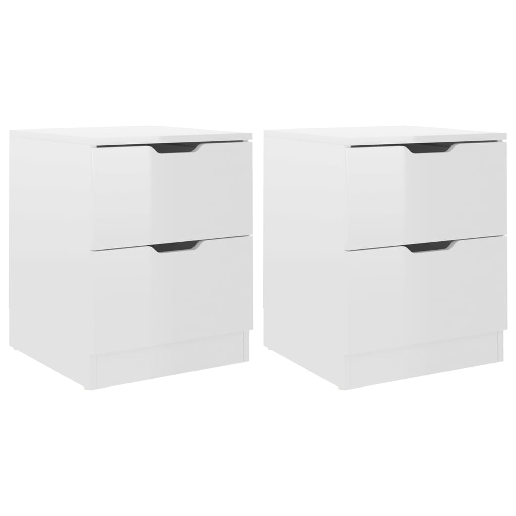 Nachtkastjes 40X40X50 Cm Spaanplaat 2 Hoogglans wit