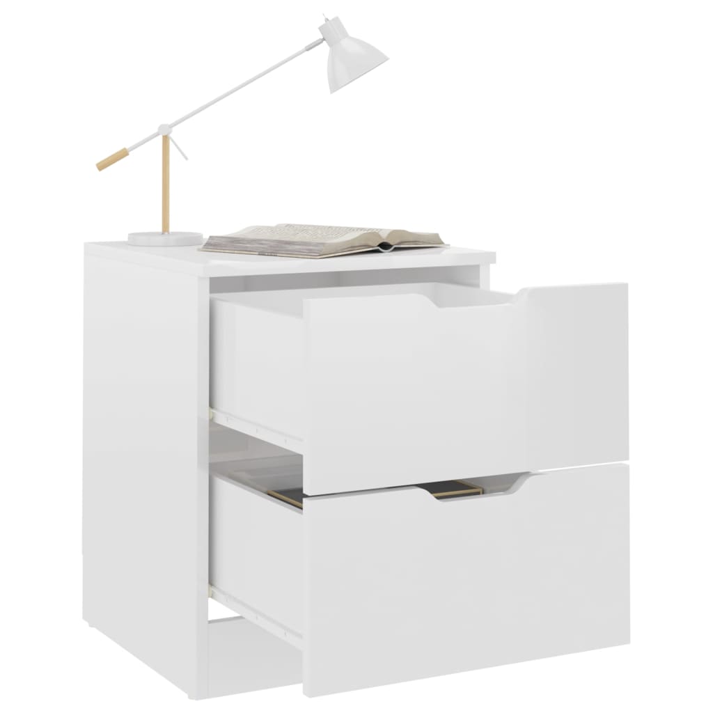 Nachtkastjes 40X40X50 Cm Spaanplaat 2 Hoogglans wit