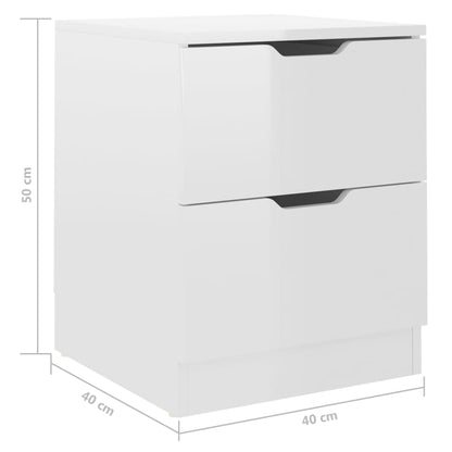 Nachtkastjes 40X40X50 Cm Spaanplaat 2 Hoogglans wit