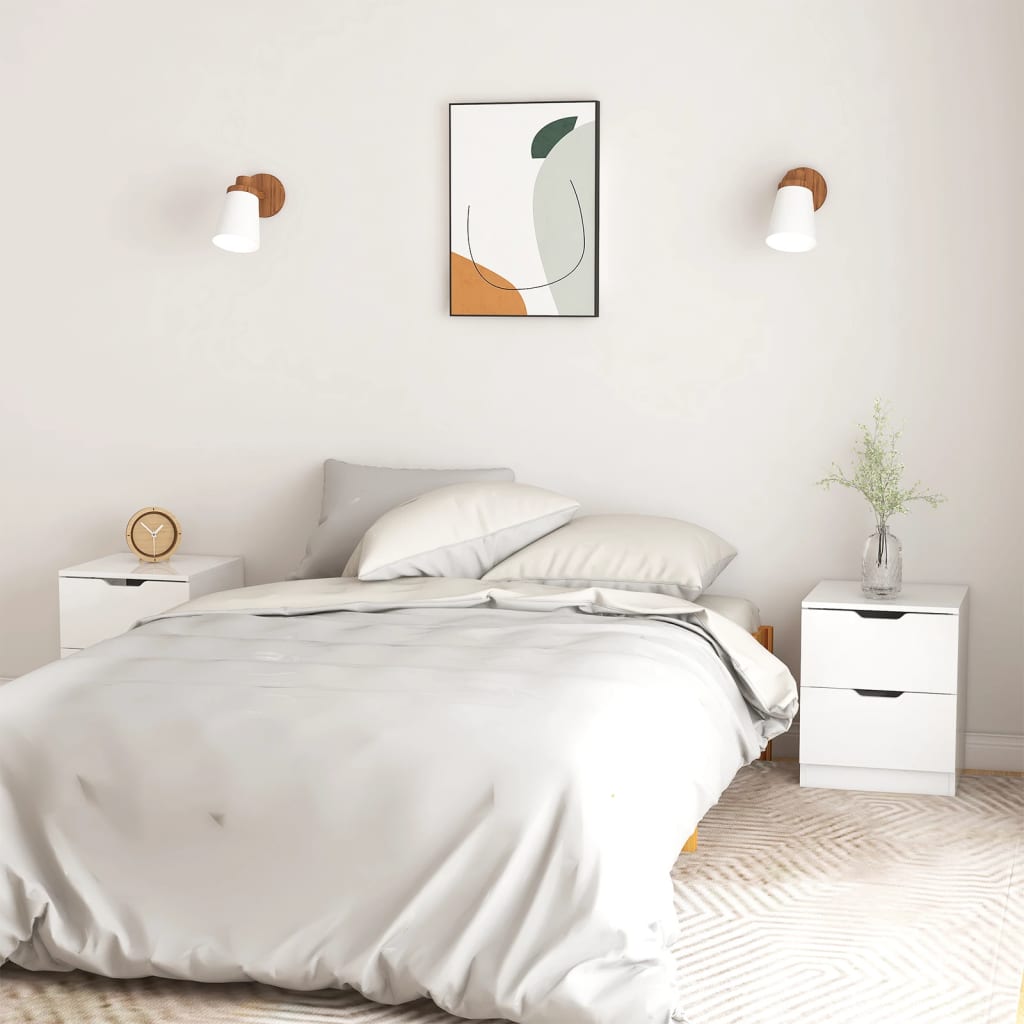 Nachtkastjes 40X40X50 Cm Spaanplaat 2 Hoogglans wit