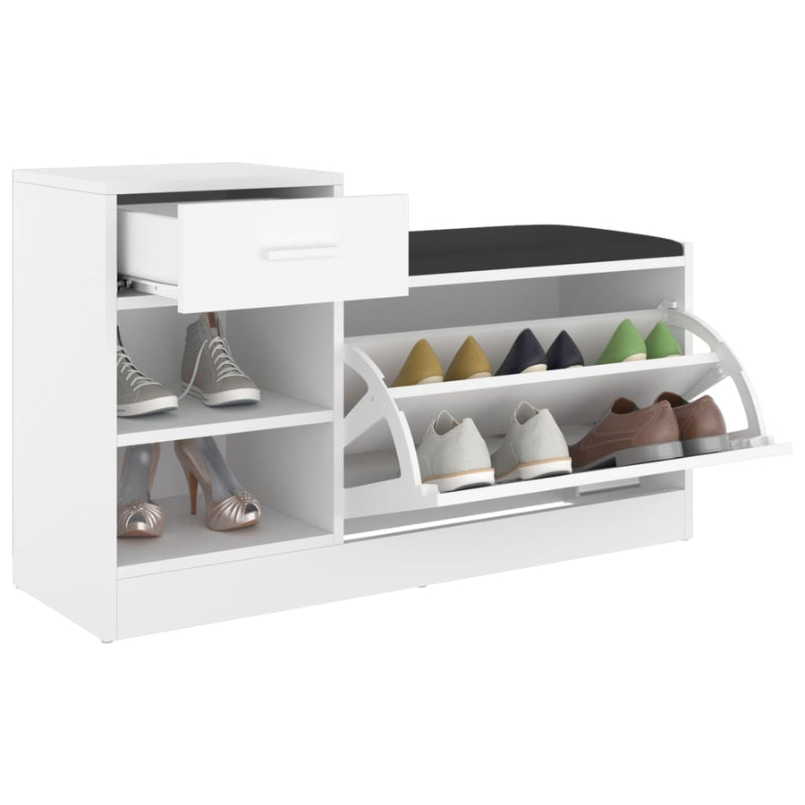 Schoenenbank 94,5x31x57 cm bewerkt hout wit