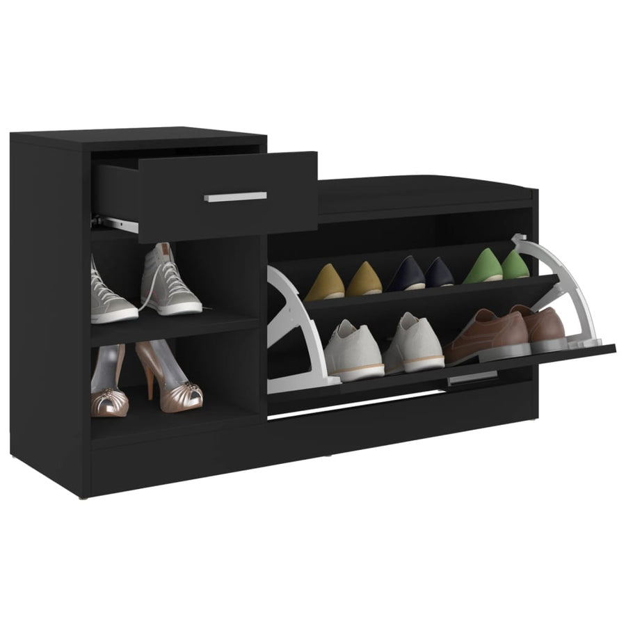 Schoenenbank 94,5x31x57 cm spaanplaat zwart Zwart
