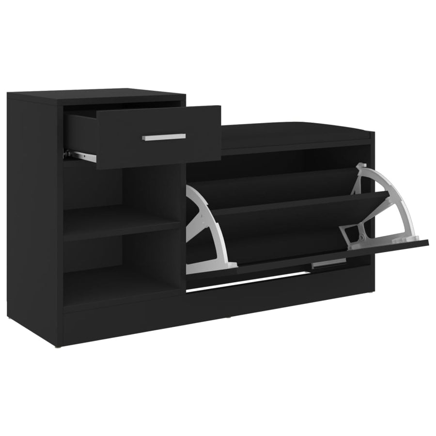 Schoenenbank 94,5x31x57 cm spaanplaat zwart Zwart