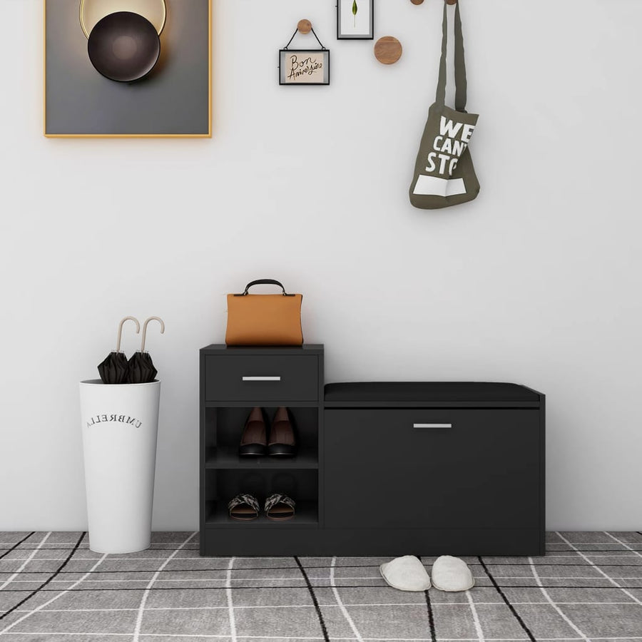 Schoenenbank 94,5x31x57 cm spaanplaat zwart Zwart