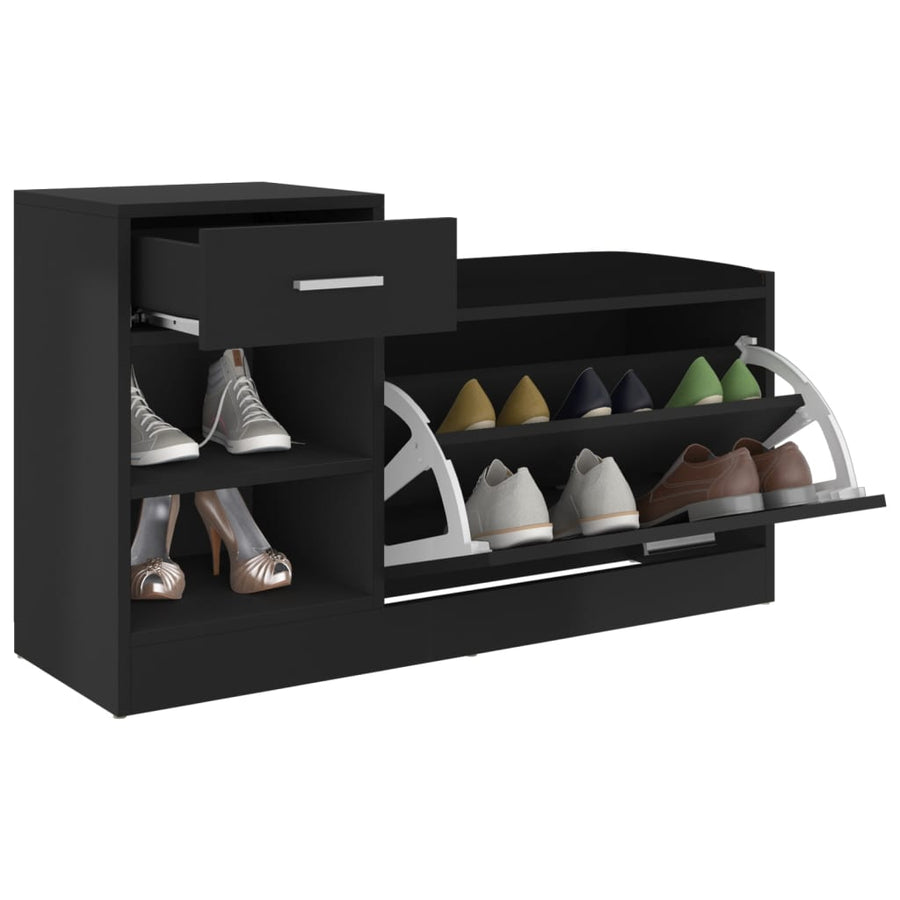 Schoenenbank 94,5x31x57 cm spaanplaat hoogglans zwart Hoogglans zwart