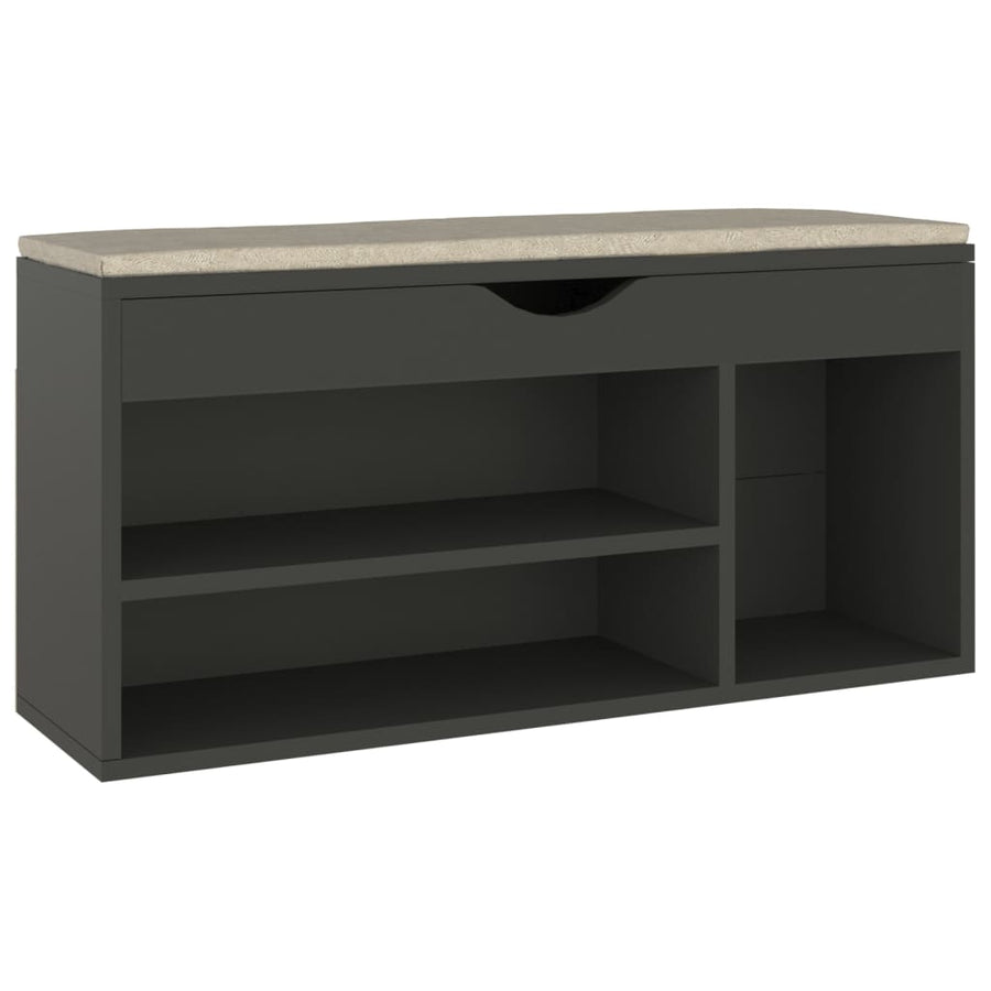 Schoenenbank met kussen 104x30x49 cm spaanplaat grijs Grijs