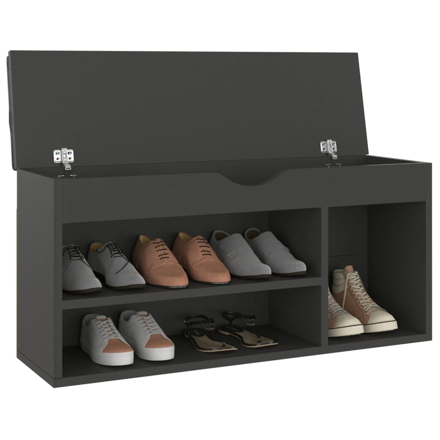 Schoenenbank met kussen 104x30x49 cm spaanplaat grijs Grijs