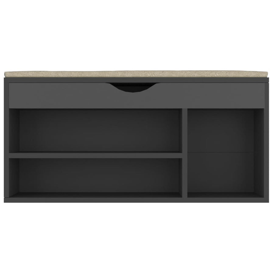 Schoenenbank met kussen 104x30x49 cm spaanplaat grijs Grijs