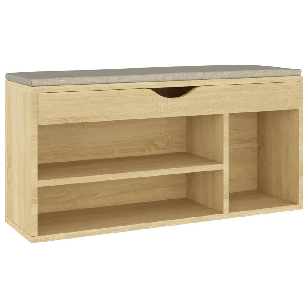 Schoenenbank Met Kussen 04X30X49 Cm Spaanplaat Sonoma eiken