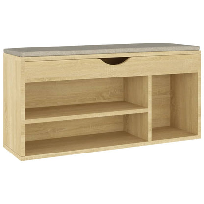 Schoenenbank Met Kussen 04X30X49 Cm Spaanplaat Sonoma eiken
