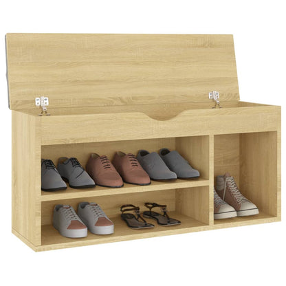 Schoenenbank Met Kussen 04X30X49 Cm Spaanplaat Sonoma eiken
