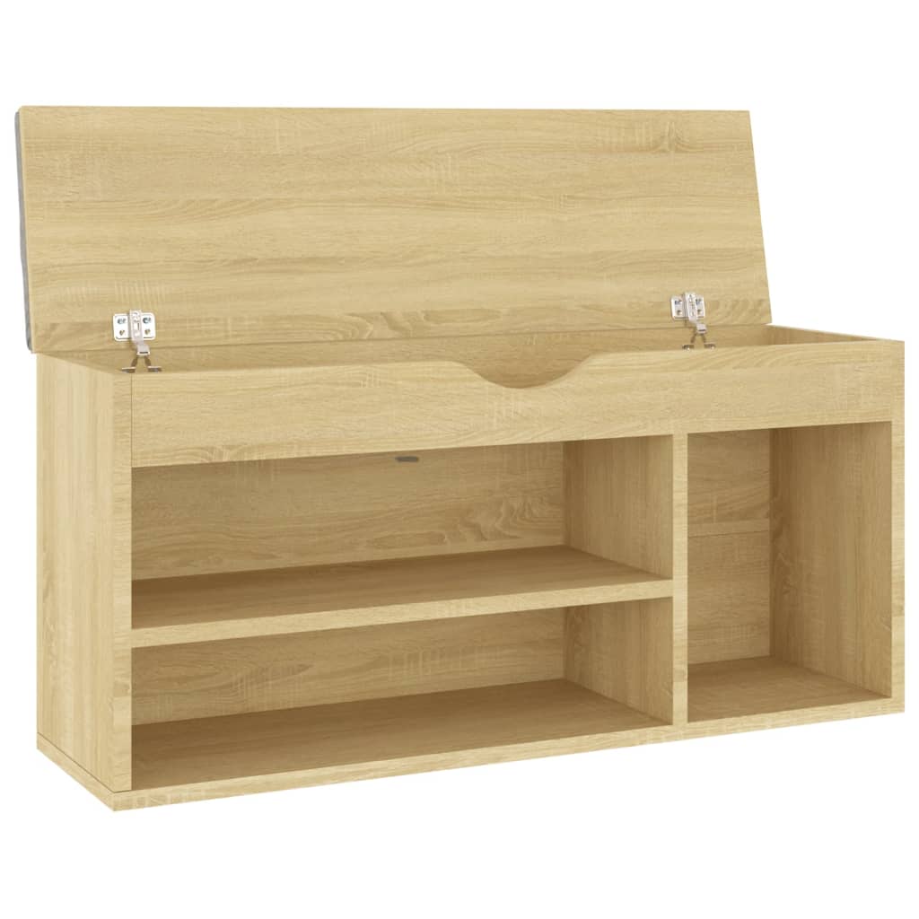 Schoenenbank Met Kussen 04X30X49 Cm Spaanplaat Sonoma eiken