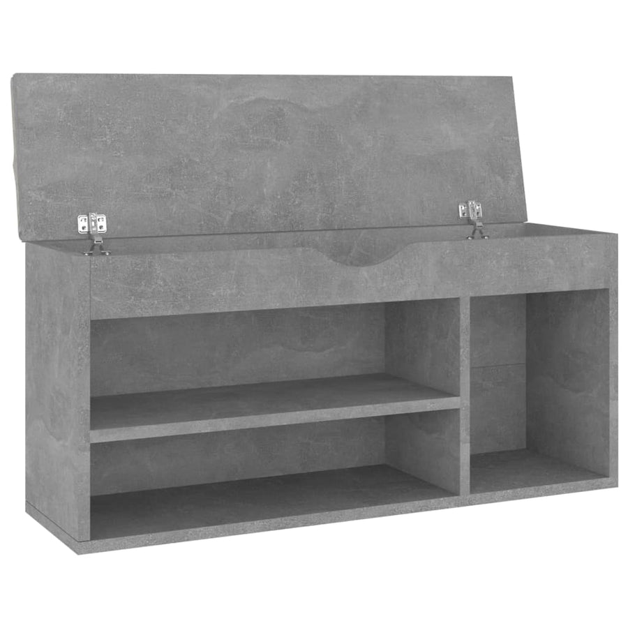 Schoenenbank met kussen 104x30x49 cm spaanplaat betongrijs Betongrijs