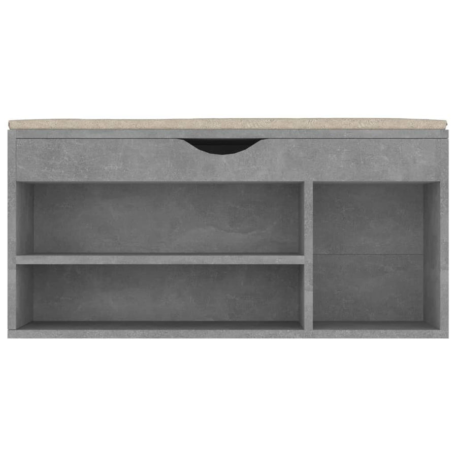 Schoenenbank met kussen 104x30x49 cm spaanplaat betongrijs Betongrijs