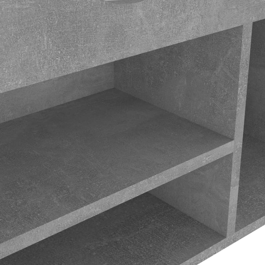 Schoenenbank met kussen 104x30x49 cm spaanplaat betongrijs Betongrijs