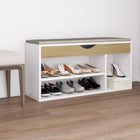 Schoenenbank en kussen 104x30x49 cm spaanplaat wit sonoma eiken Wit en sonoma eiken