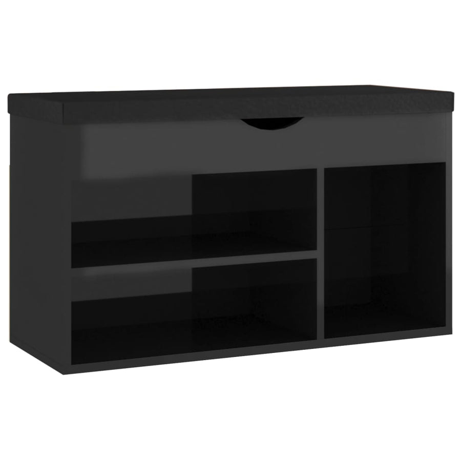 Schoenenbank Met Kussen 80X30X47 Cm Spaanplaat Hoogglans zwart