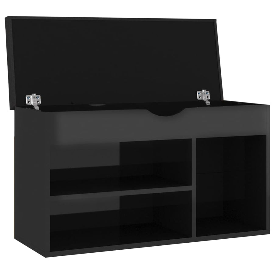 Schoenenbank Met Kussen 80X30X47 Cm Spaanplaat Hoogglans zwart