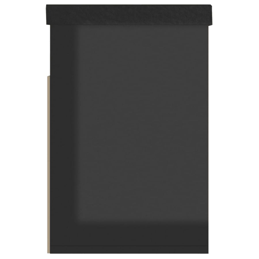 Schoenenbank Met Kussen 80X30X47 Cm Spaanplaat Hoogglans zwart