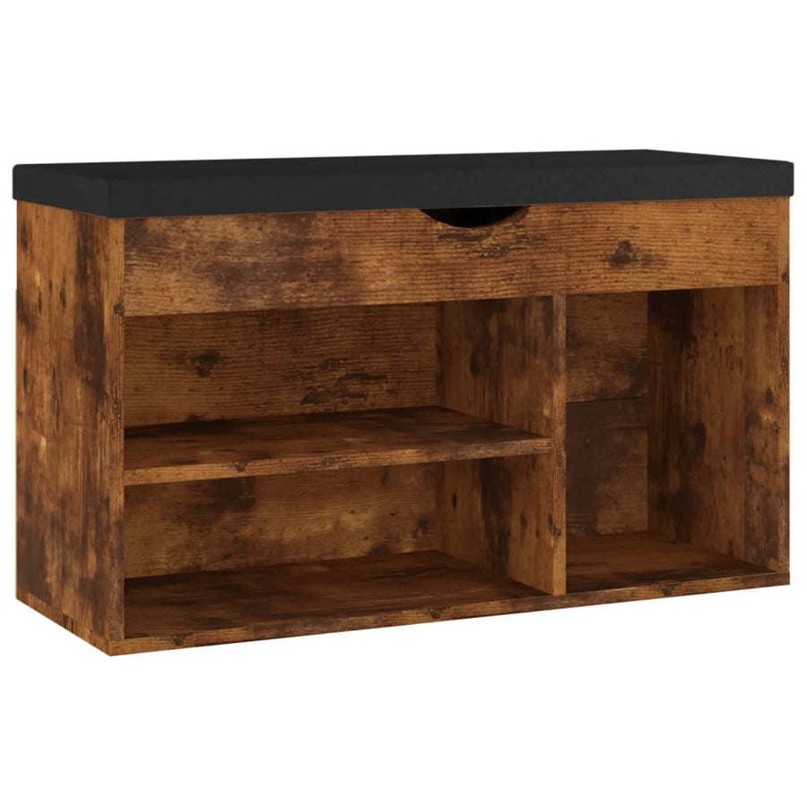Schoenenbank Met Kussen 80X30X47 Cm Spaanplaat Gerookt eiken