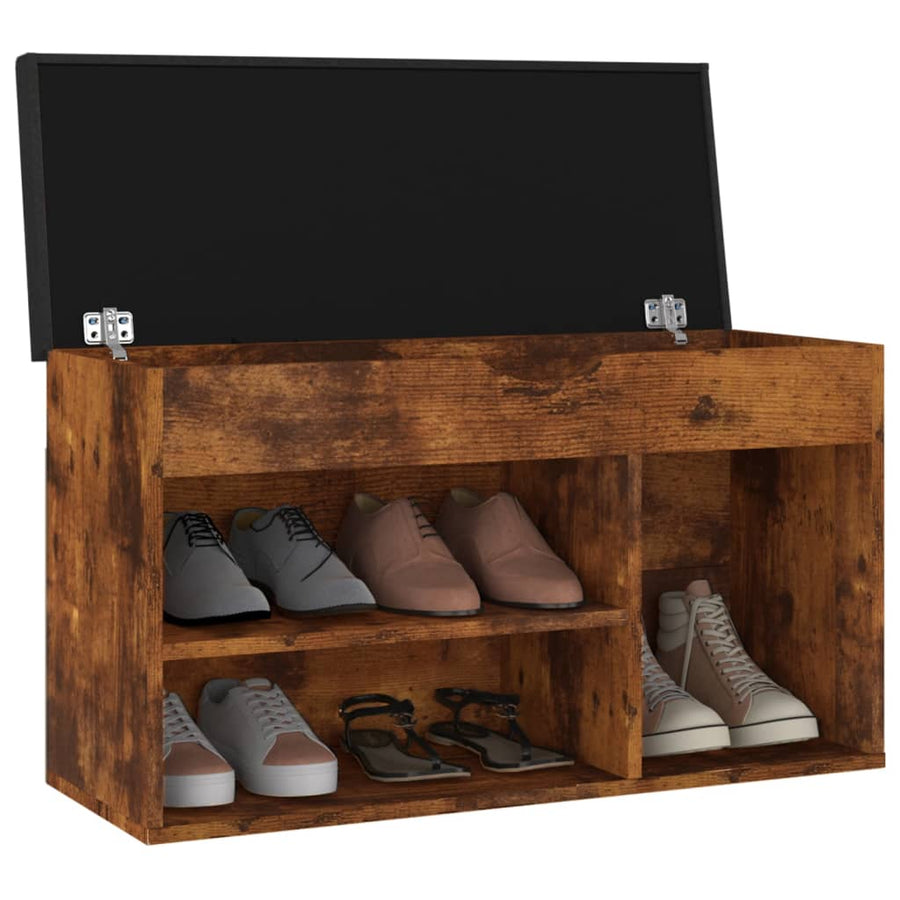 Schoenenbank Met Kussen 80X30X47 Cm Spaanplaat Gerookt eiken