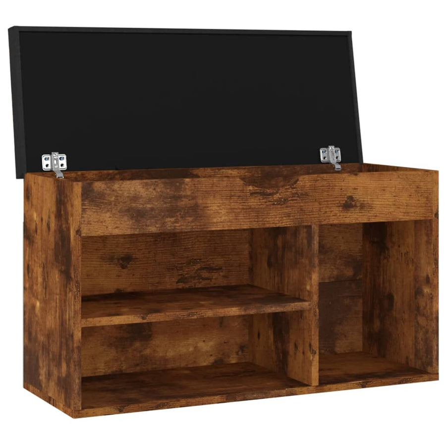 Schoenenbank Met Kussen 80X30X47 Cm Spaanplaat Gerookt eiken