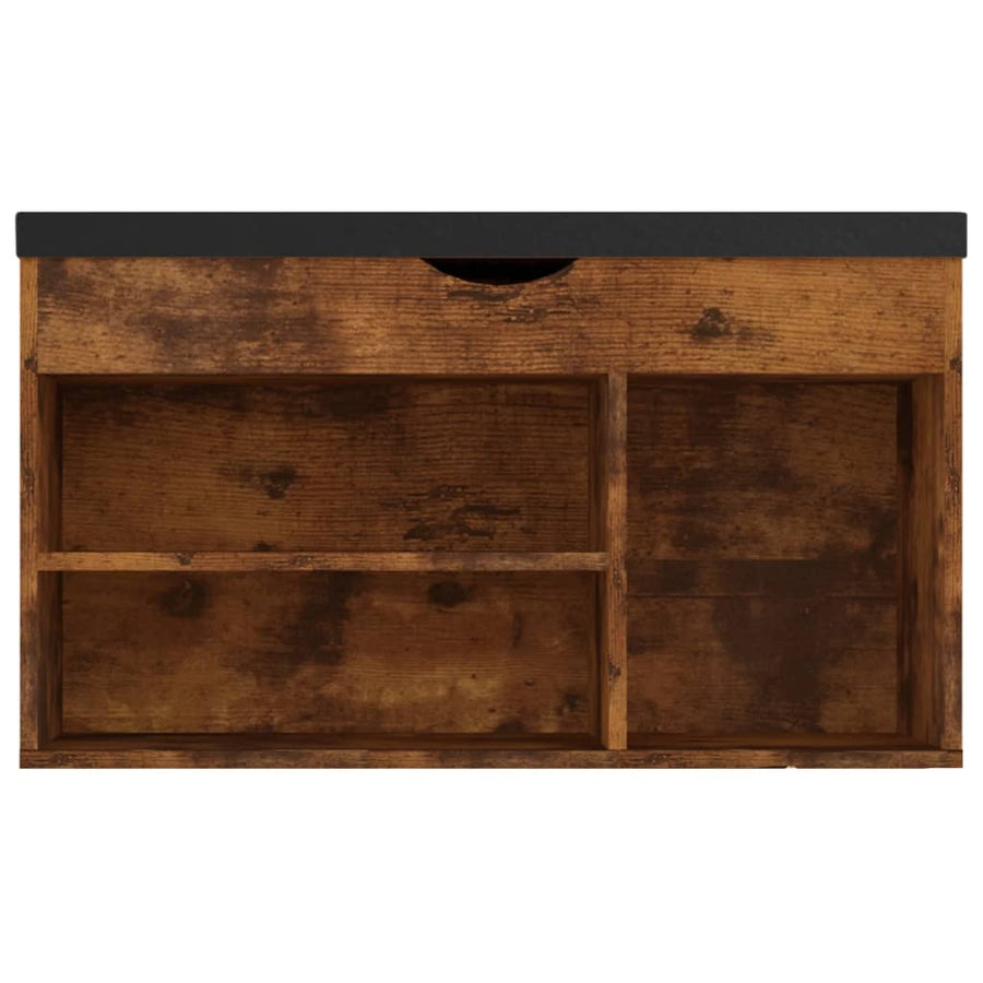Schoenenbank Met Kussen 80X30X47 Cm Spaanplaat Gerookt eiken