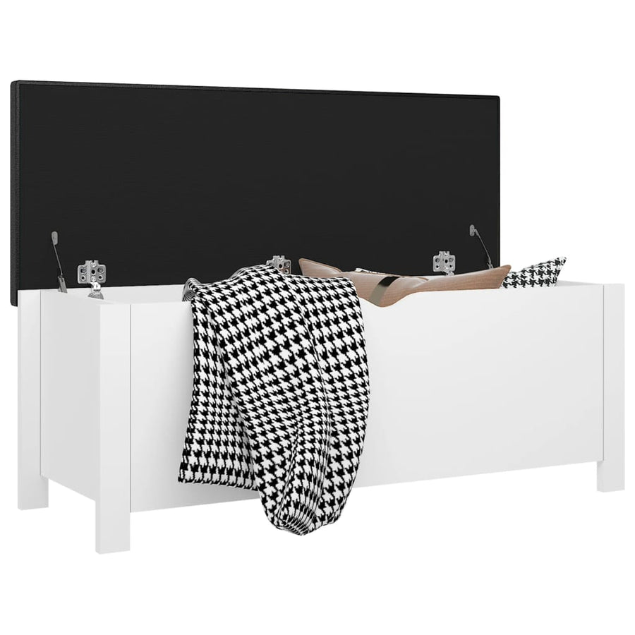 Opbergbox met kussen 105x40x45 cm bewerkt hout wit