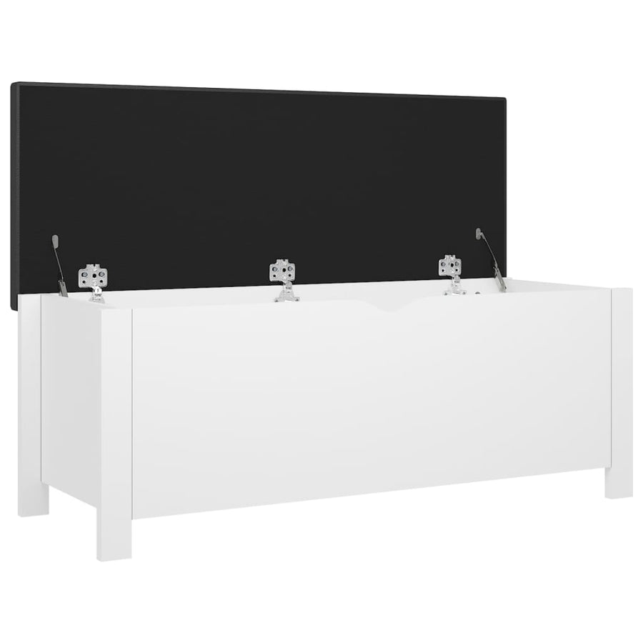 Opbergbox met kussen 105x40x45 cm bewerkt hout wit