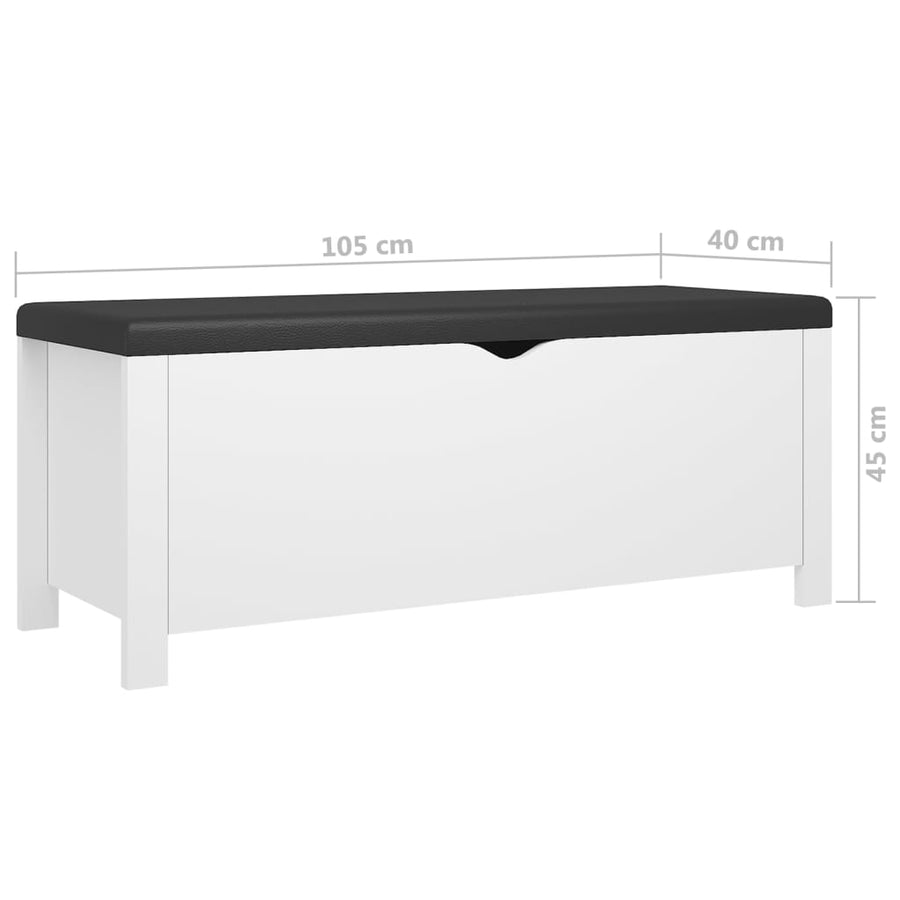 Opbergbox met kussen 105x40x45 cm bewerkt hout wit