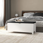 Opbergbank 105x40x45 cm wit bewerkt hout