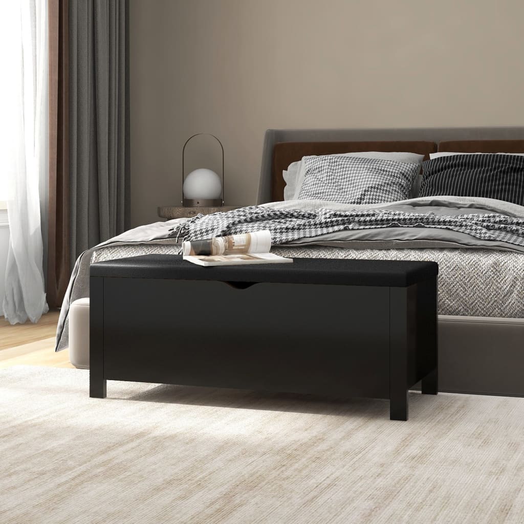 Opbergbox Met Kussen 105X40X45 Cm Bewerkt Hout Zwart