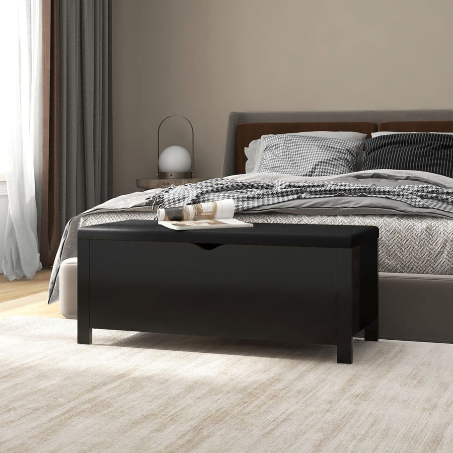 Opbergbox Met Kussen 105X40X45 Cm Bewerkt Hout Zwart
