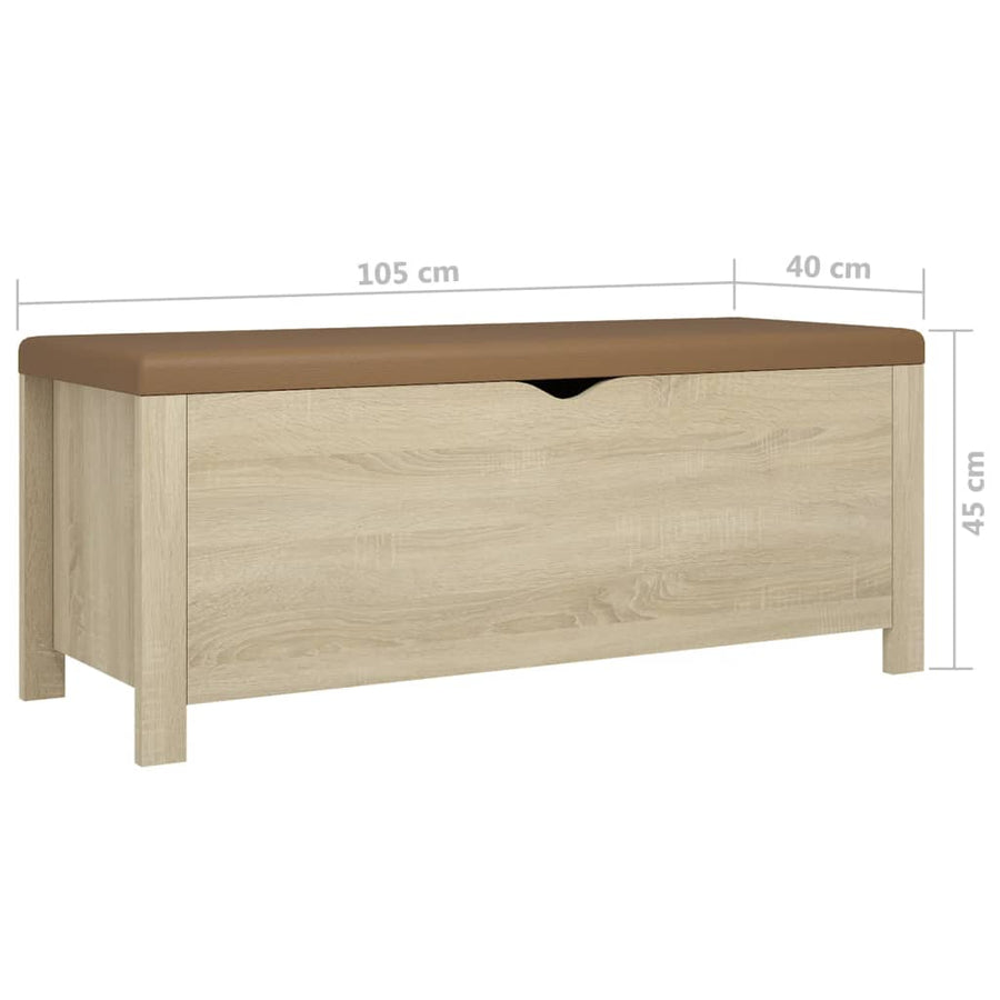 Opbergbox Met Kussen 105X40X45Cm Bewerkt Hout Kleur Sonoma eiken