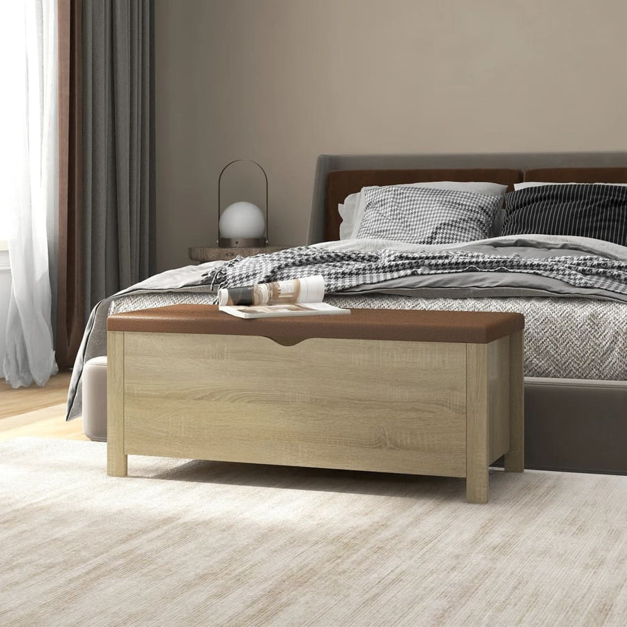 Opbergbox Met Kussen 105X40X45Cm Bewerkt Hout Kleur Sonoma eiken