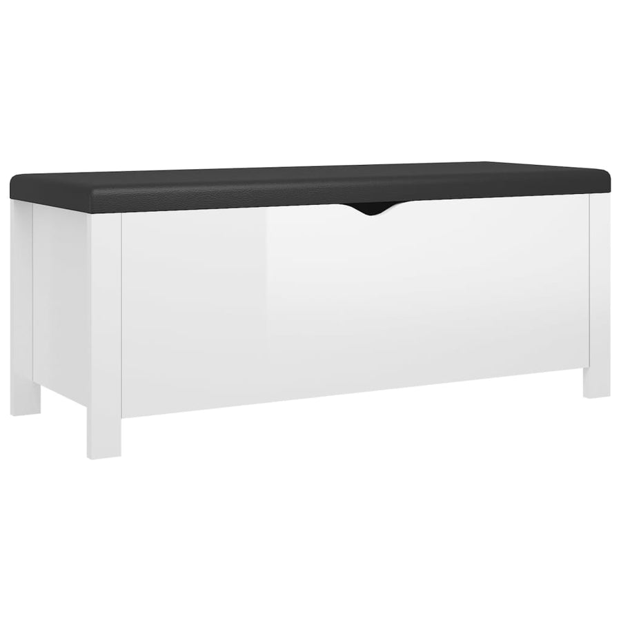 Opbergbox Met Kussen 105X40X45 Cm Bewerkt Hout Hoogglans wit