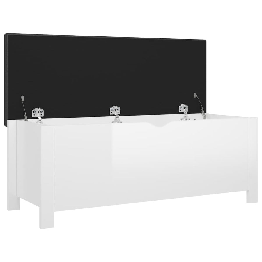Opbergbox Met Kussen 105X40X45 Cm Bewerkt Hout Hoogglans wit