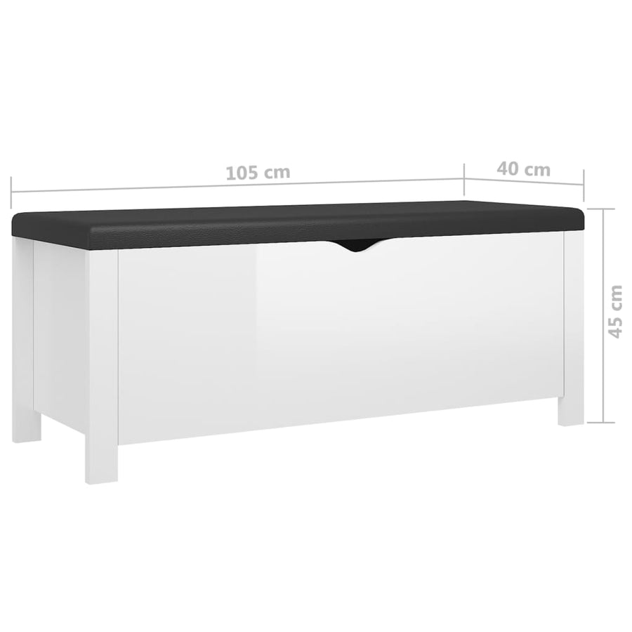 Opbergbox Met Kussen 105X40X45 Cm Bewerkt Hout Hoogglans wit