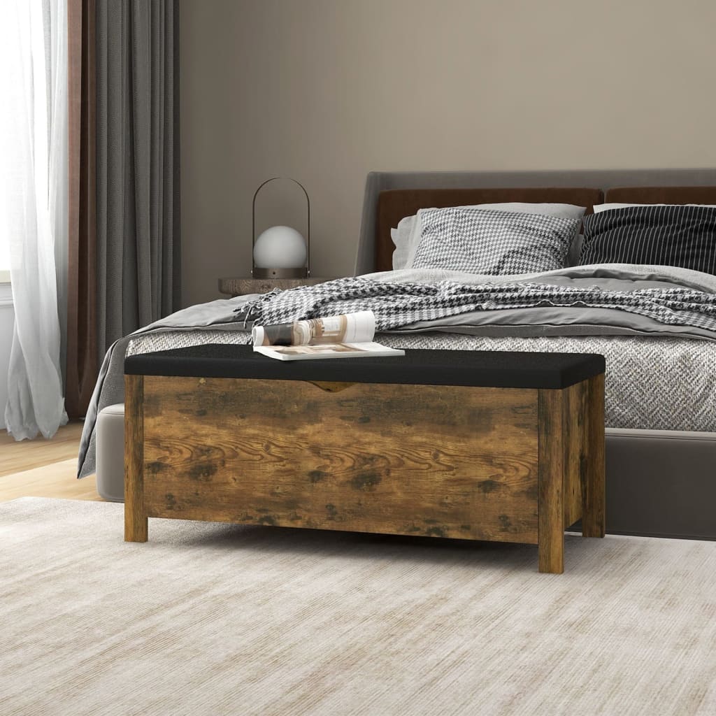 Opbergbox Met Kussen 105X40X45 Cm Bewerkt Hout Gerookt eiken