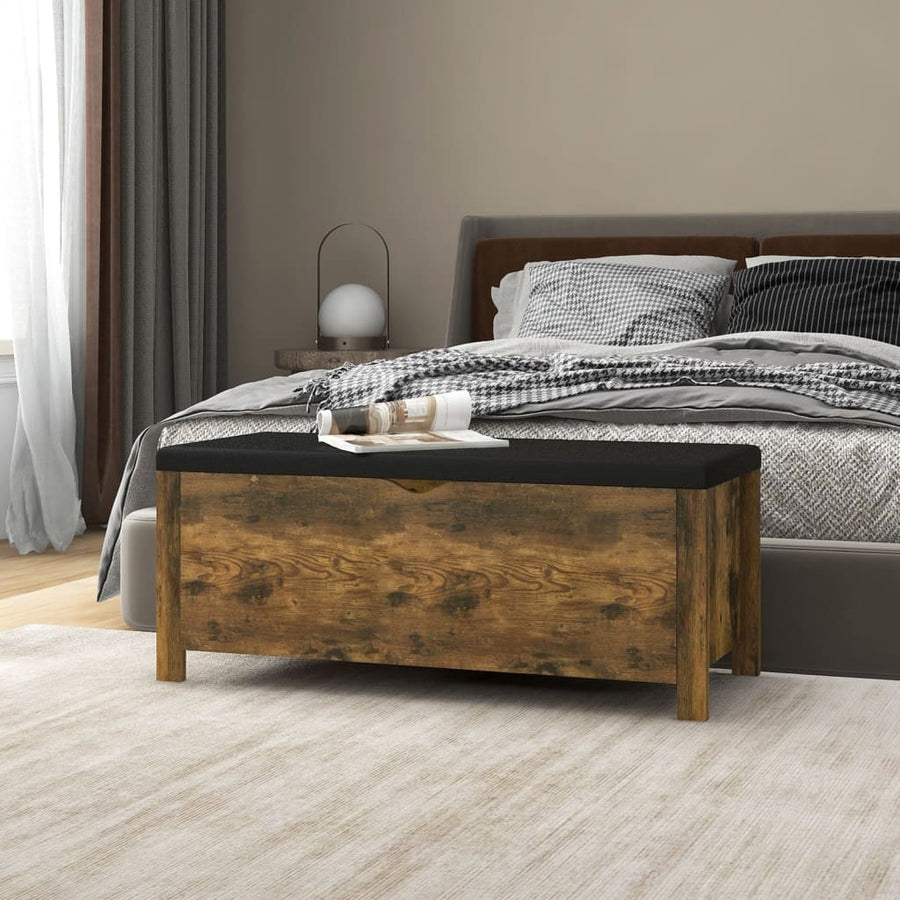 Opbergbox Met Kussen 105X40X45 Cm Bewerkt Hout Gerookt eiken