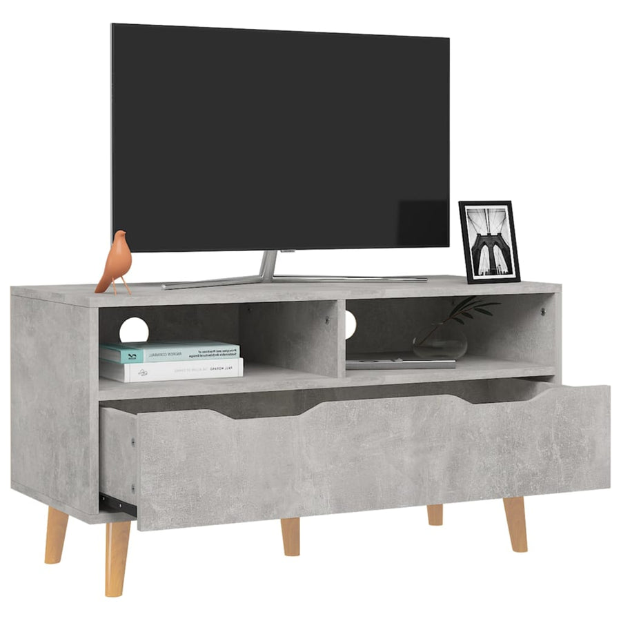 Tv-Meubel 90X40X48,5 Cm Bewerkt Hout Betongrijs