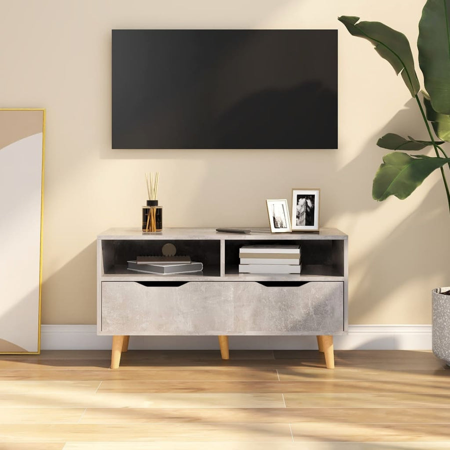 Tv-Meubel 90X40X48,5 Cm Bewerkt Hout Betongrijs