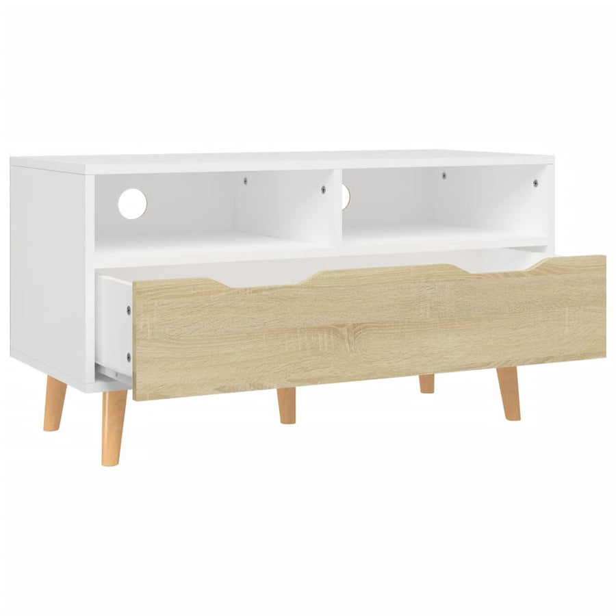 Tv-meubel 90x40x48,5 cm bewerkt hout wit sonoma eikenkleurig