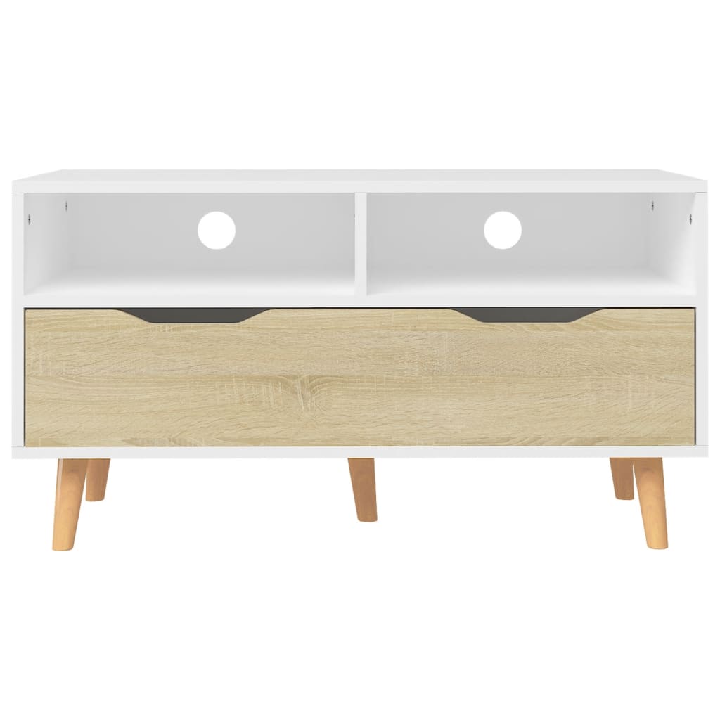 Tv-meubel 90x40x48,5 cm bewerkt hout wit sonoma eikenkleurig
