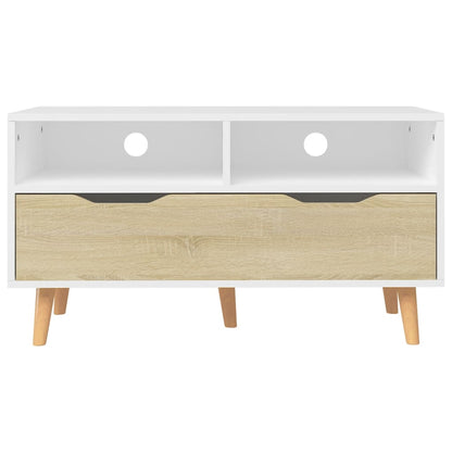 Tv-meubel 90x40x48,5 cm bewerkt hout wit sonoma eikenkleurig