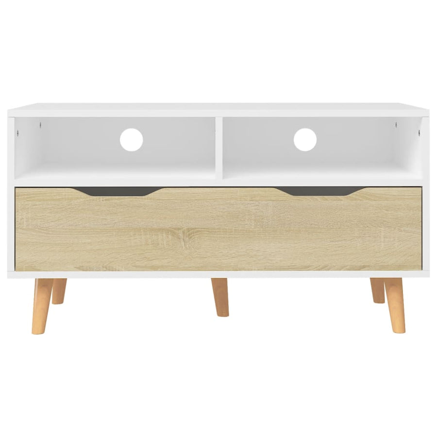 Tv-meubel 90x40x48,5 cm bewerkt hout wit sonoma eikenkleurig