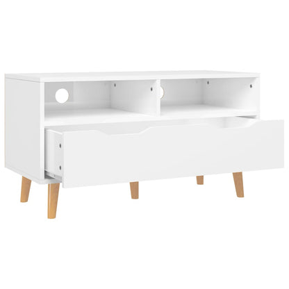 Tv-Meubel 90X40X48,5X Cm Bewerkt Hout Hoogglans wit