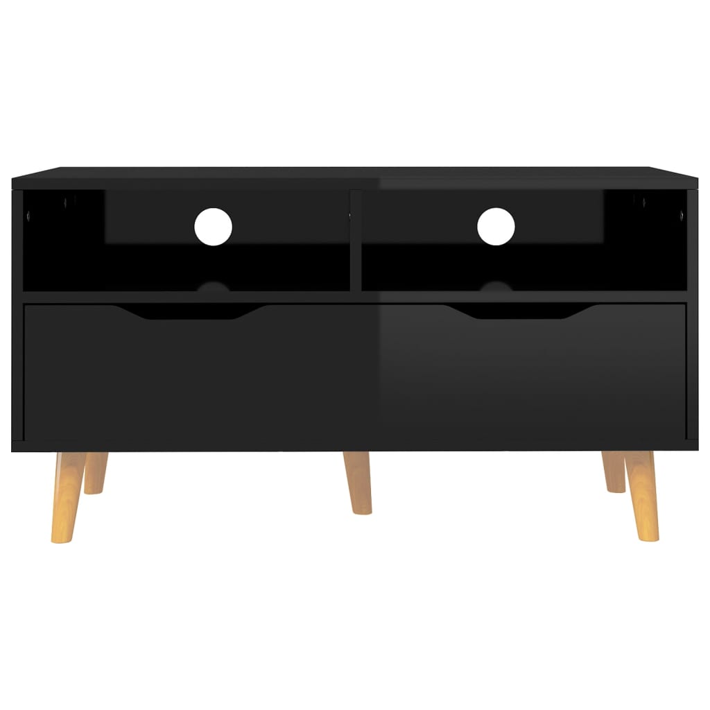 Tv-Meubel 90X40X48,5 Cm Bewerkt Hout Hoogglans zwart